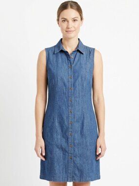 Anne Klein Sleeveless Denim Button Down Dress Jeans Size 10